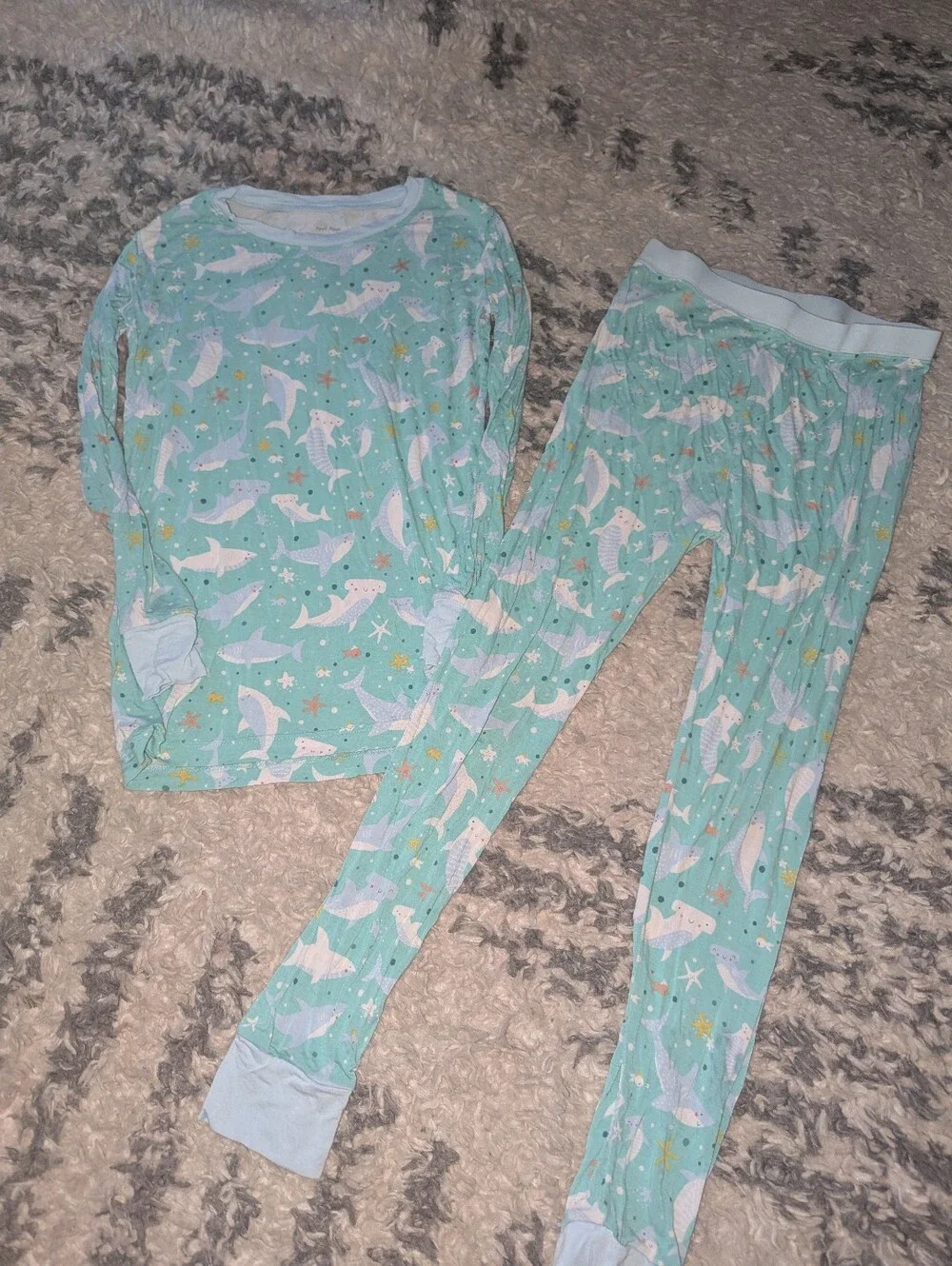 Little Sleepies Mint Shark & Star Pajama Set